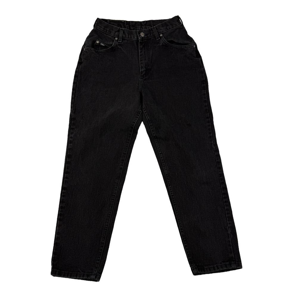 Vintage Lee Jeans Womens‎ Size 10P (28x27) Black High Rise Tapered Leg 90's Mom